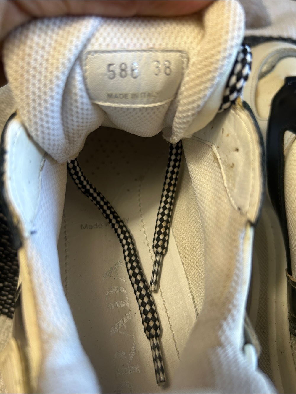 Prada Chunky Lace-Up Sneakers in Cream, Black & Gray - Picture 5 of 10